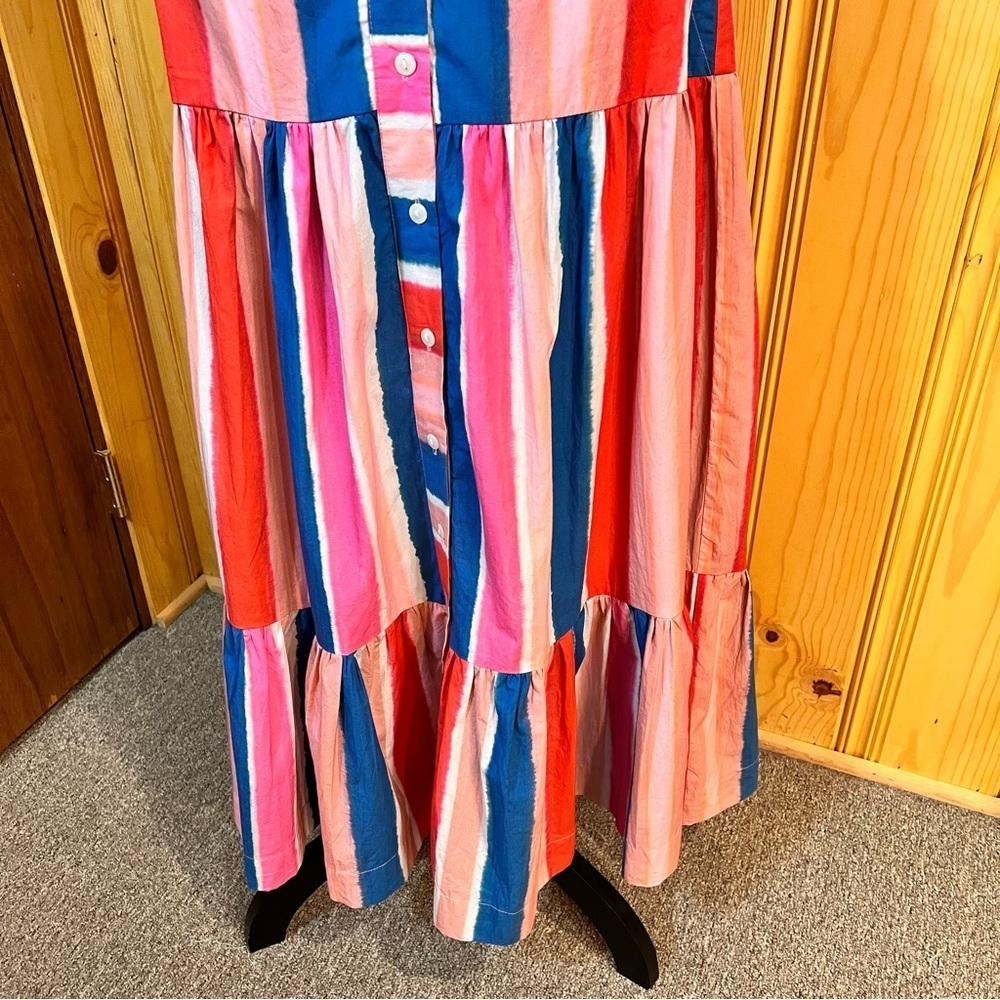 Oliphant Colorful Striped Button Front Maxi Skirt Sz-M - Picture 3 of 10